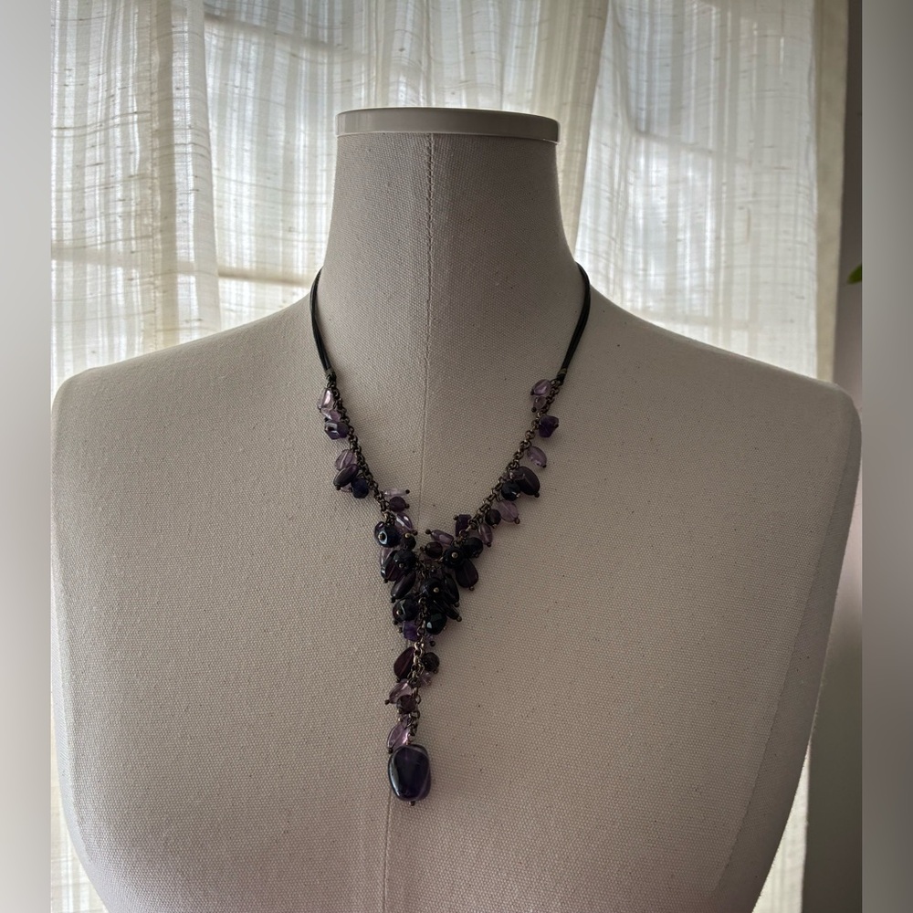 BOGO Delicate Purple Cluster Drop Necklace